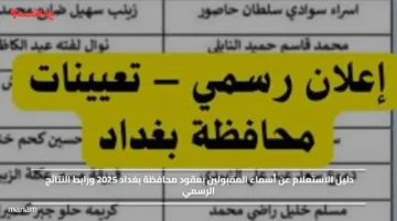 دليل الاستعلام عن أسماء المقبولين بعقود محافظة بغداد 2025 ورابط النتائج الرسمي
